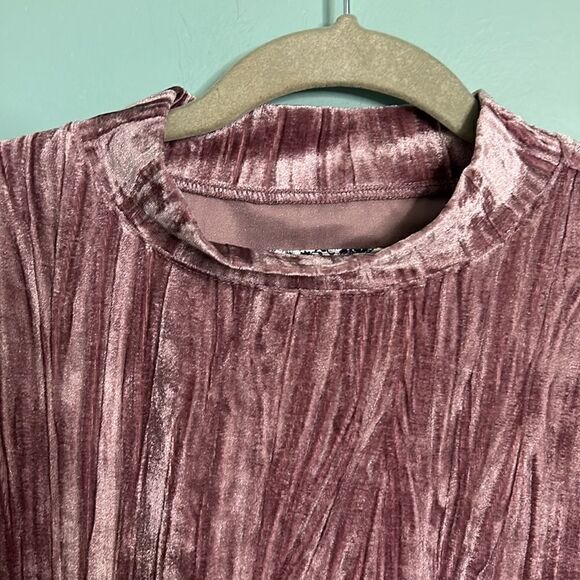 Anthropologie Pilcro Velveteen Mock-Neck Top Pink - Picture 6 of 9